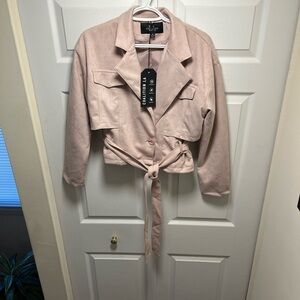 Mauve Light Pink Belted Women's Blazer
